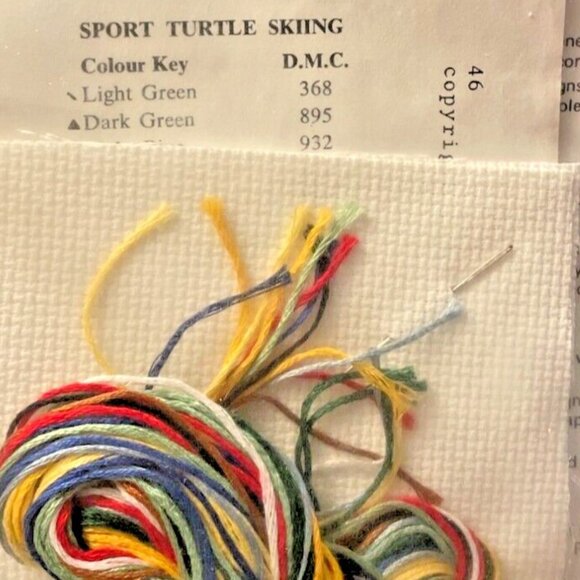 Cross Stitch Kit Ibex 1979 Counted Thread Design Sport Turtle Skiing 46 Vintage - Picture 3 of 4